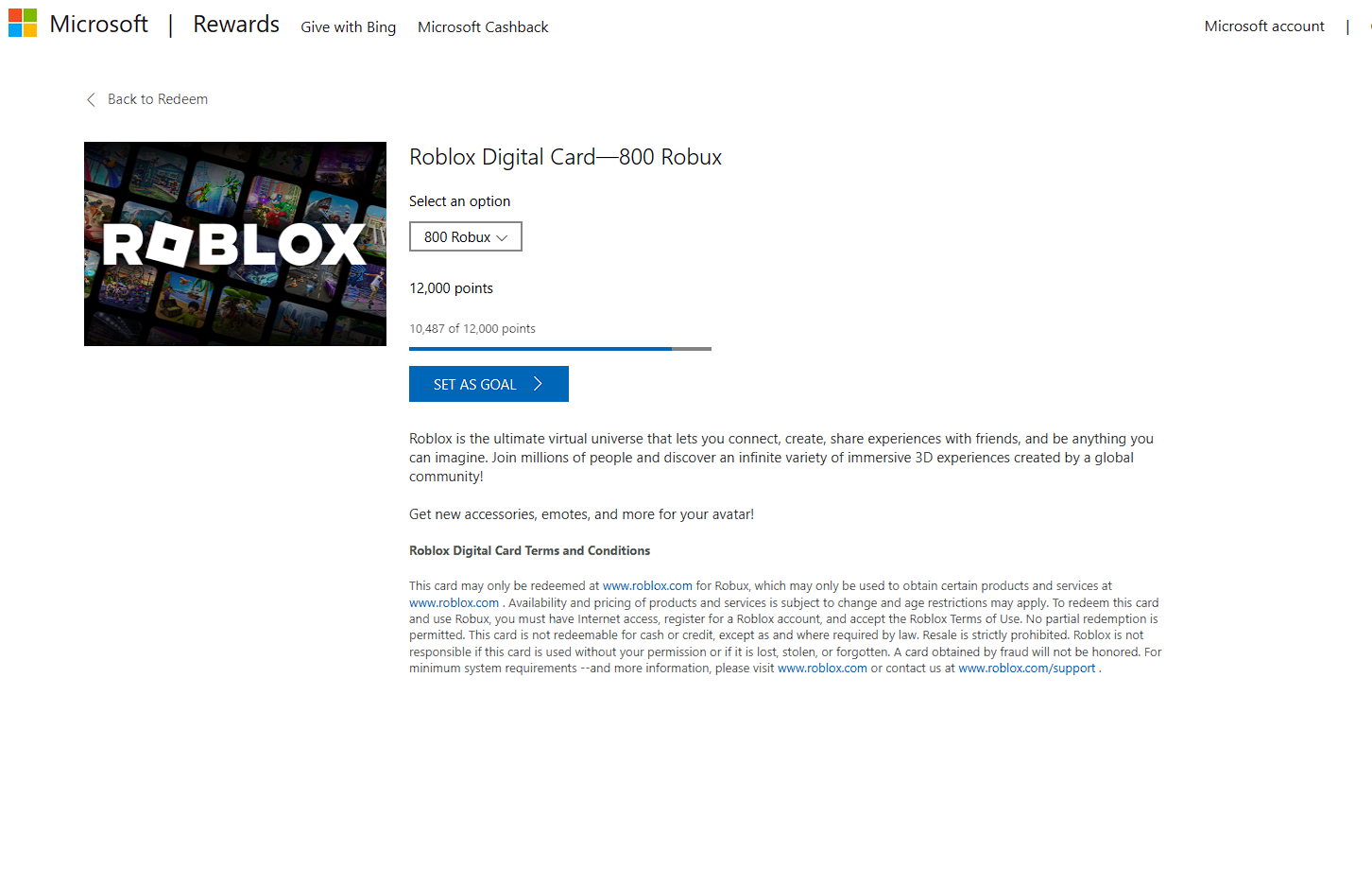 earn robux with microsoft rewards